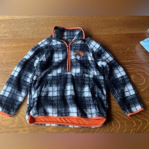 Kids Oregon State Beavers Black & White Plaid Fleece Pullover with Orange Trim